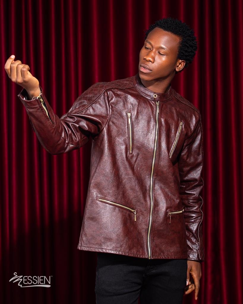 Product image - Kazum is a brown leather jacket made from pure animal skin. Product Code E07SS2403